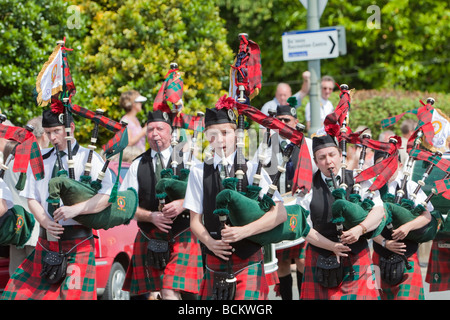 Scottish pipe band in a parade Stock Photo