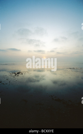 France, Charente-Maritime, sunset at low tide Stock Photo