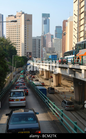 China Hong Kong Traffic Jam from Aberdeen tunnel to Wanchai Stock Photo