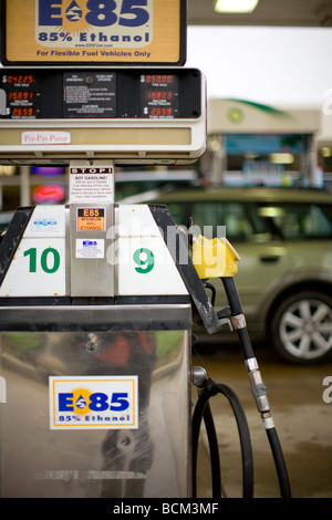 E 85 Ethanol Blend fuel pump at a gas station Stock Photo