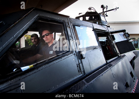 Byron Turk inside the Tornado Intercept Vehicle 2 an armoured vehicle ...