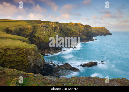 Clifftop vista of North Cornish coastline near The Rumps Cornwall England April 2009 Stock Photo