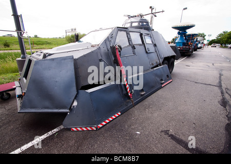 The Tornado Intercept Vehicle 2 TIV 2 storm chaser s Sean Casey s tornado penetrating armored truck.  Project Vortex 2. Stock Photo