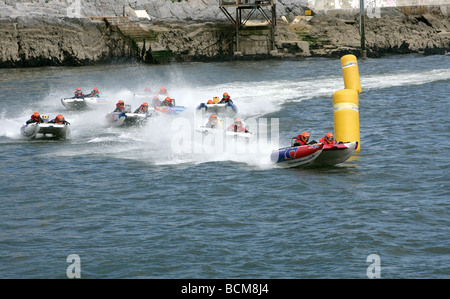Zapcat Thundercat powerboat race. Plymouth Sound. July 2009 Stock Photo