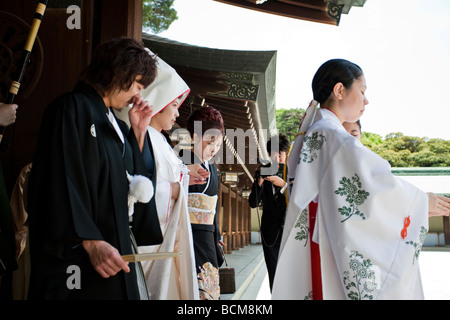 Traditional Japanese Wedding at Meiji Jingu Shrine in Tokyo, Japan Stock Photo