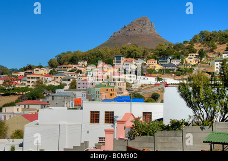 colorful homes in the Bo Kapp Cape Malay quarter in CapeTown South Africa Stock Photo