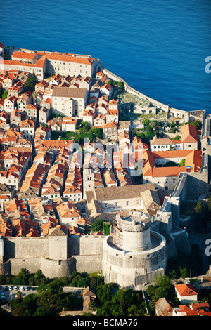 Arial view of Dubrovnik old town port - Croatia Stock Photo