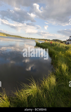 view of Lake Hatcher in Pagosa Springs, Colorado, USA at sunset Stock Photo