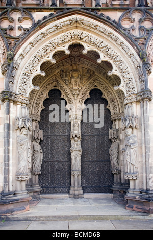 Lichfield Cathedral, West Front Door, Lichfield, Staffordshire, England Stock Photo