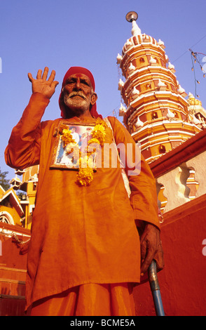 Holy Man Maruti Temple dedicated to Hindu God Hanuman Monkey God Altinho Panjim Goa India Stock Photo