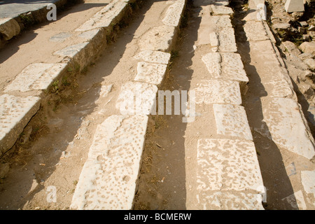 steps going into the courtyard at Celsus Library Ephesus Stock Photo