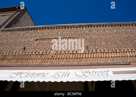 Sign atop building along Ogden's Historic 25th Street in Utah. Stock Photo