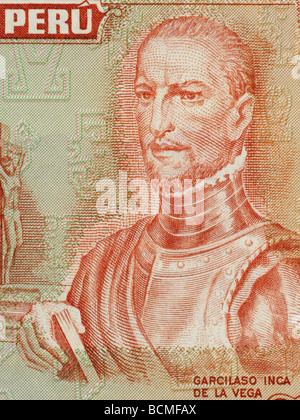 El Inca Garcilaso de la Vega on 10 Soles De Oro 1974 Banknote from Peru Stock Photo