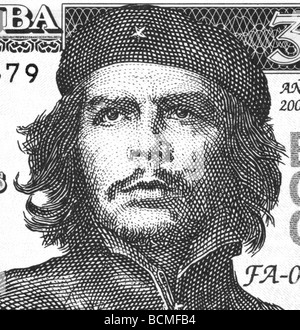 Ernesto Che Guevara on 3 Pesos 2004 Banknote from Cuba Stock Photo