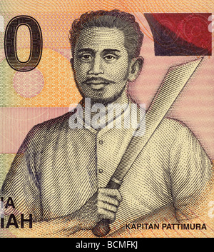 Kapitan Pattimura on 1000 Rupiah 2000 Banknote from Indonesia Stock Photo