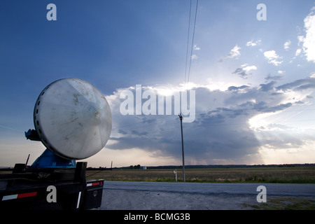 Doppler on Wheels 7 DOW 7 scans a distant thunderstorm for Project Vortex 2. Stock Photo