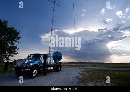 Doppler on Wheels 7 DOW 7 scans a distant thunderstorm for Project Vortex 2. Stock Photo