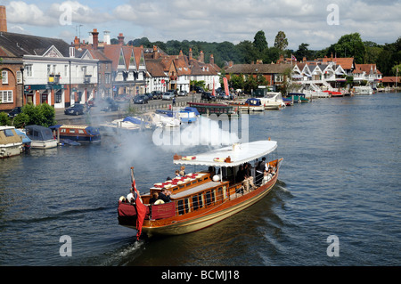 Henley on Thames the 63 foot passenger steam launch Alaska making her way down the River Thames The teak boat dates from 1883 Stock Photo