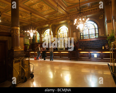 Bel epoque lobby of the five star luxury hotel Metropole in Brussels Belgium Stock Photo