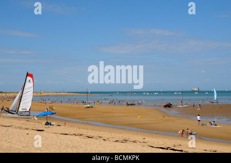 Stock photo of the beach and Fort Boyard at La Boyardville on ile d oleron in France Stock Photo