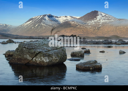 Looking across Lochan na achlaise towards the Black Mount in the highlands of Scotland Stock Photo