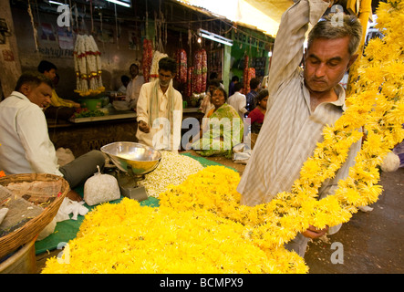 Flower Seller In Devarja Market Mysore Karnataka State India Stock Photo