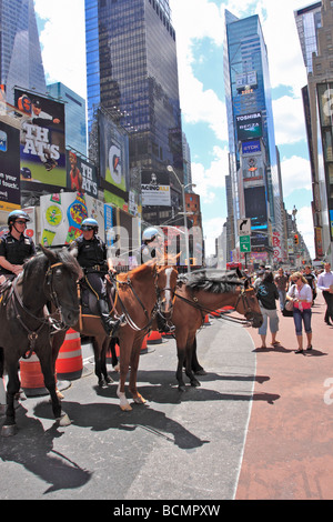 Mounted police officers, Times Square, New York City USA Stock Photo