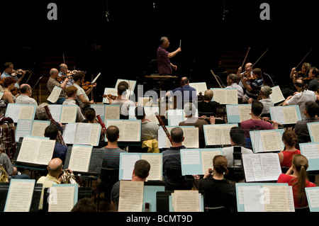 Indian conductor Zubin Mehta rehearses the Israel Philharmonic Orchestra in Auditorium Mann Tel Aviv Israel Stock Photo