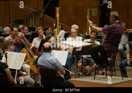 Indian conductor Zubin Mehta rehearses the Israel Philharmonic Orchestra in Auditorium Mann Tel Aviv Israel Stock Photo