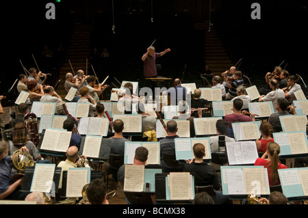 Indian conductor Zubin Mehta rehearses the Israel Philharmonic Orchestra in Auditorium Mann Tel Aviv Israel Stock Photo