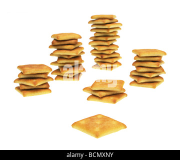 Columns of crackers Stock Photo