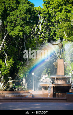 Fountain in a park, with sculptures of characters from Greek mythology. Stock Photo