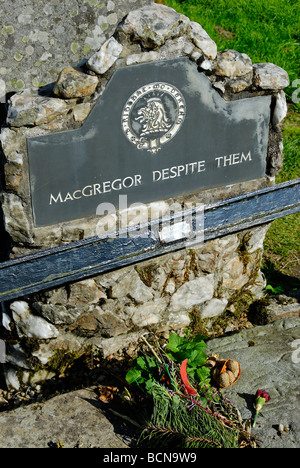 Rob Roy's Grave, Balquhidder Kirkyard; Scotland; UK Stock Photo