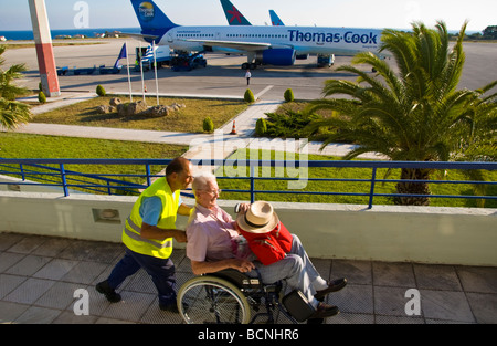 International arrivals at Kefalonia Airport on the Greek island of Kefalonia Greece GR Stock Photo