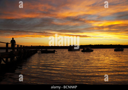Sunset over Jetty St Georges Basin Shoalhaven New South Wales Australia Stock Photo