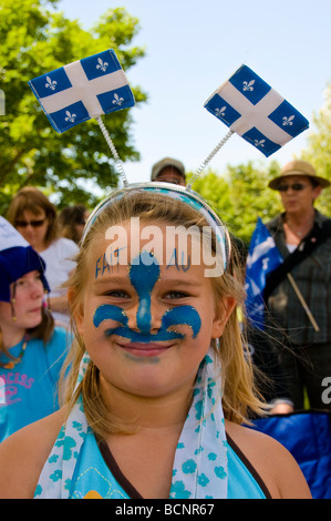 French Canadian girl at The St Jean Baptiste Parade Montreal Canada ...