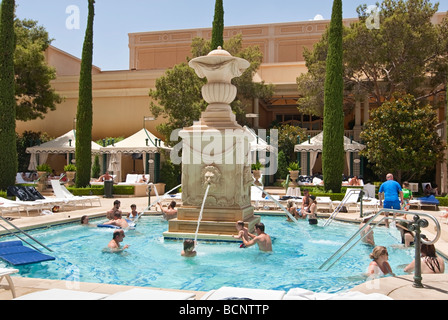 Luxurious swimming pool of the Bellagio Resort and Casino in Las Vegas. Stock Photo