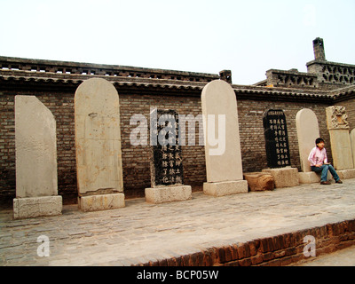 Memorial tablets set by formal warlord Yan Xishan against corruption in Confucius Temple, Pingyao, Shanxi Province, China Stock Photo