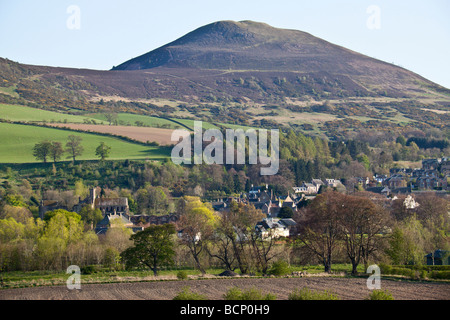 Eildon Hills and Melrose Stock Photo