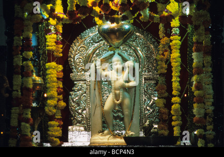 Interior of Maruti Temple dedicated to Hindu God Hanuman Monkey God Altinho Panjim Goa India Stock Photo