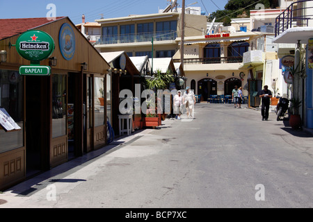 THE VILLAGE CENTRE AT PLAKIAS ON THE GREEK ISLAND OF CRETE. Stock Photo