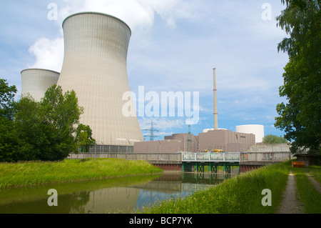 Gundremmingen nuclear power plant in Bavaria, Germany. Cooling water intake from the Danube river. Kernkraftwerk Gundremmingen. Stock Photo