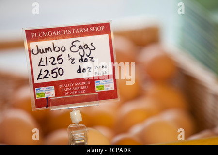 Eggs at Plumgarths farm shop in Kendal Cumbria UK Farm shops help farmers to diversify and cut down on food miles Stock Photo