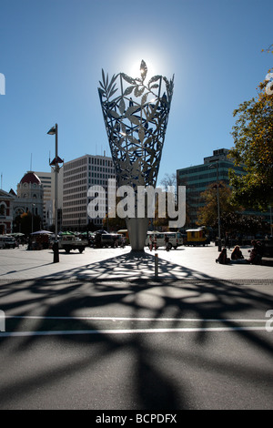 The Chalice a sculpture by Neil Dawson in Cathedral Square in Christchurch New Zealand Stock Photo