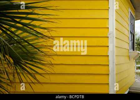 Bright yellow beach hut Pensacola Beach Florida USA Stock Photo