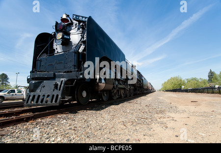 Steam engine train rolling through Roseville California USA Stock Photo