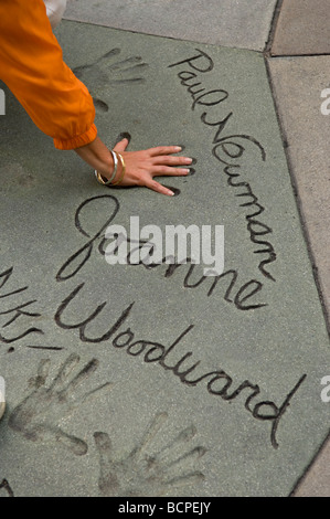 Celebrity Hand Prints in Hollywood Stock Photo