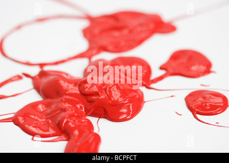 Red paint splatter and blobs Stock Photo