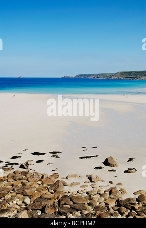 the beach at sennen in cornwall also known as whitesand bay Stock Photo