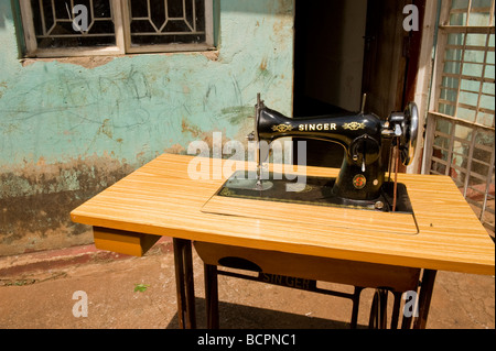 Singer sewing machines in workshop in Jinja Uganda Africa Stock Photo